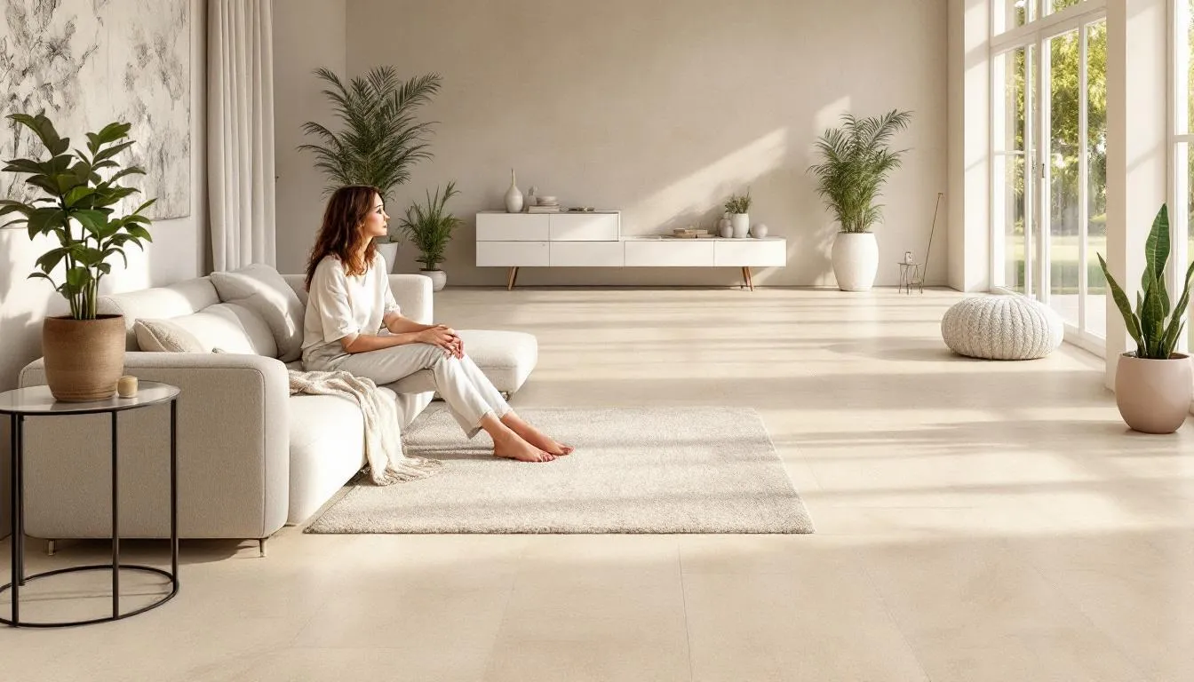 Carrelage imitation travertin offrant un style authentique et entretien facile