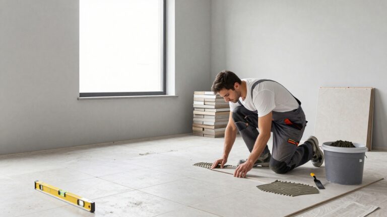 Carreleur à Brive réalisant des travaux de pose de carrelage professionnel
