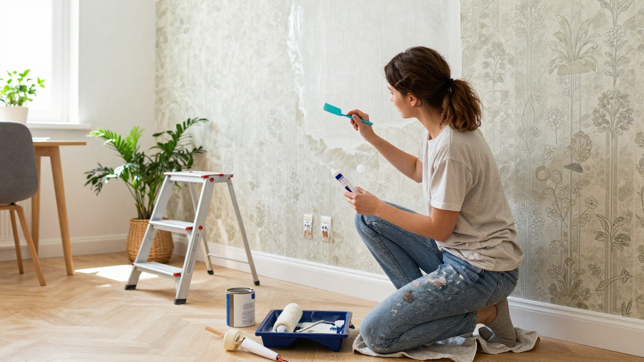 Peindre sur papier peint pour rafraîchir un intérieur avec succès