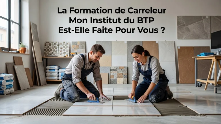 La Formation de Carreleur Mon Institut du BTP Est-Elle Faite Pour Vous ? illustré dans une scène éditoriale