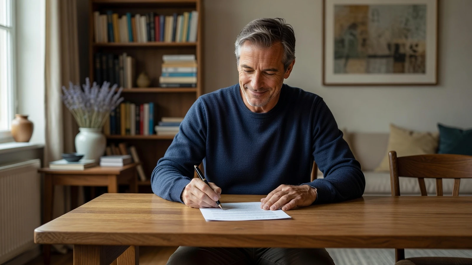 Un particulier appose sa signature sur un devis accepté pour des travaux.